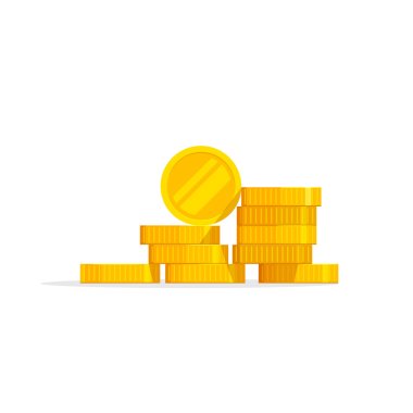 Coins stack vector illustration, icon flat, pile money isolated clipart