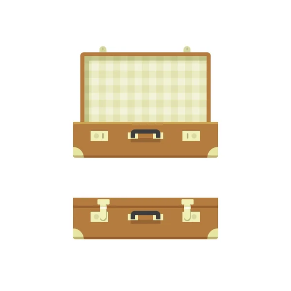 Koffer geöffnet und geschlossen Vektor-Illustration isoliert auf weißem Hintergrund — Stockvektor