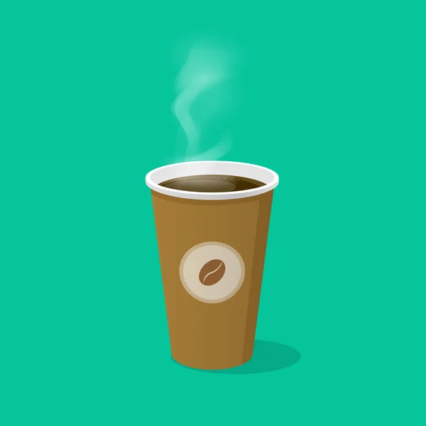 Koffiekopje met Boon logo en stoom vectorillustratie geïsoleerd — Stockvector