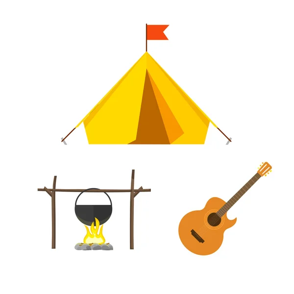 Camping equipment vector set isolated on white background — Stock Vector