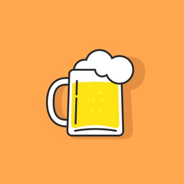 Beyaz bira cam ile köpük vektör logo simge