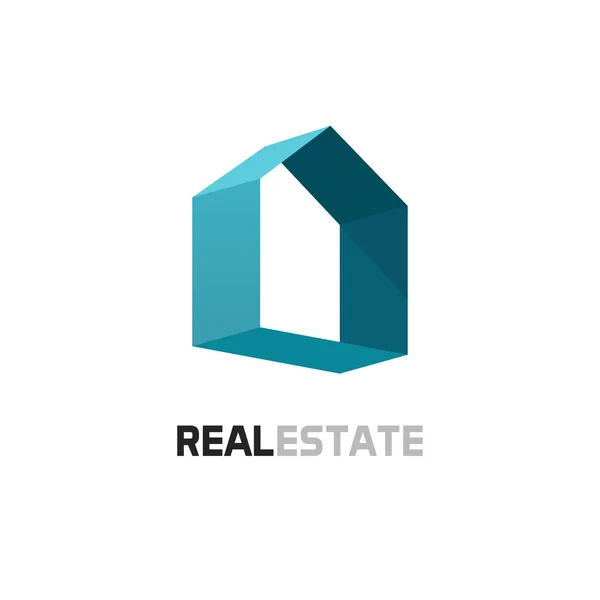 Real estate vektorové logo, 3d abstraktní geometrická domácí značka — Stockový vektor