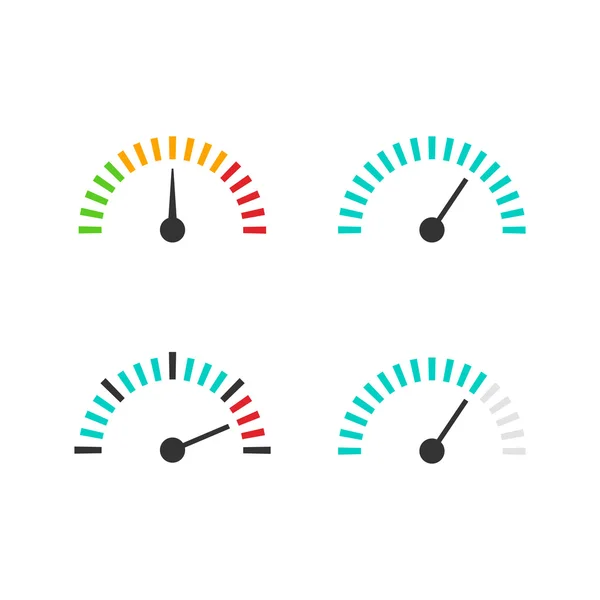 Ilustração vetorial do conjunto de ícones do velocímetro, elemento de medida de controle de velocidade —  Vetores de Stock