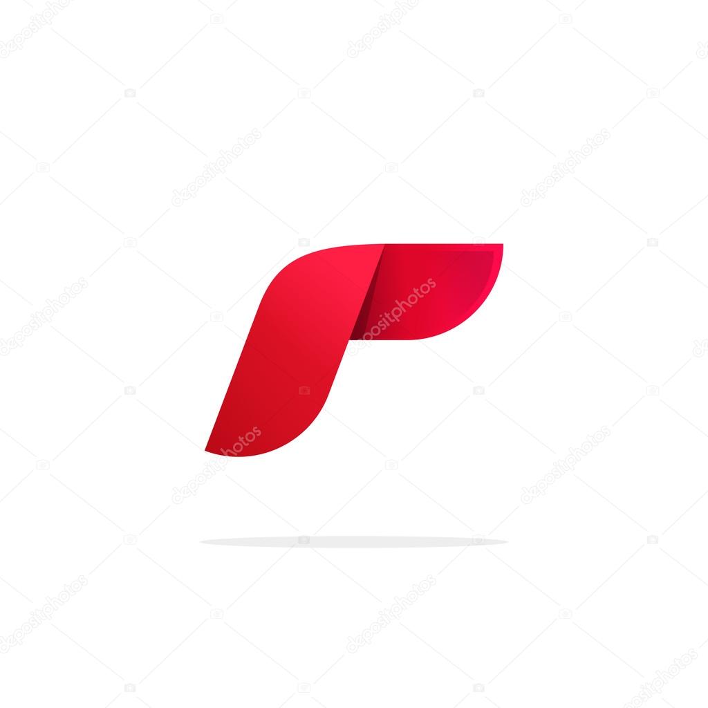 Abstract red gradient logo template design elements with shadow, beauty letter R logotype icon, elegant symbol isolated on white background