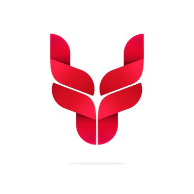 Boğa baş logo sembol, boynuzları simgesi, öküz, sığır logo ıslahı