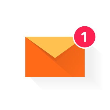 Kırmızı rozet simge, alınan e-posta kavramını olan turuncu zarf