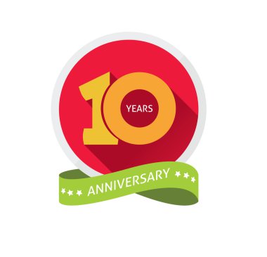 Yıldönümü 10 daire ve 1 numaralı gölge etiketle