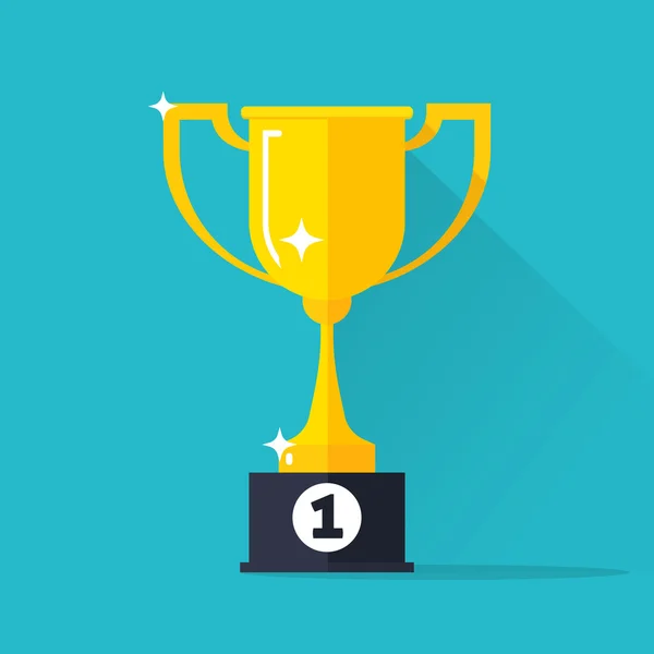 Altın Kupa vektör illüstrasyon izole mavi arka plan üzerinde