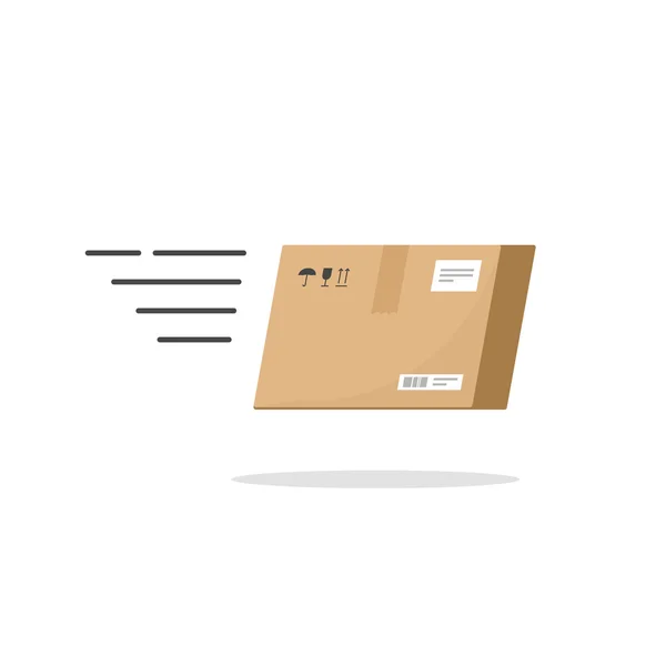 Icono de vector de servicio de caja de entrega rápida aislado sobre fondo blanco — Vector de stock