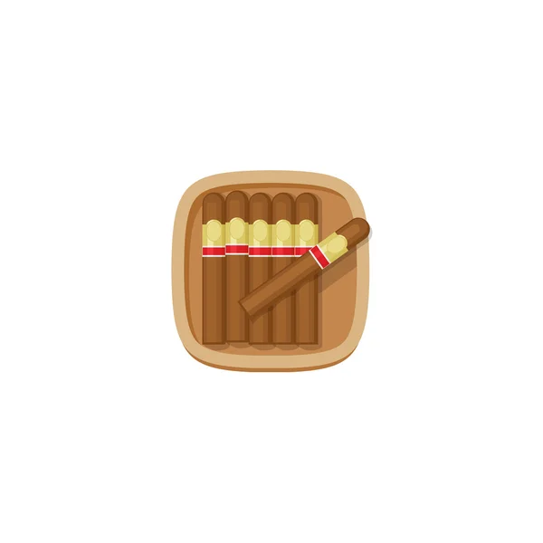 Caja de cigarros con habana cigarros icono vectorial aislado en blanco — Vector de stock