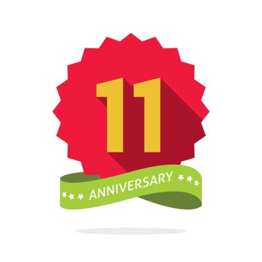 Yıldönümü kırmızı yıldız patlaması gölge ile 11 rozet