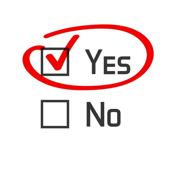 Yes no checked with red marker line — Stock Vector