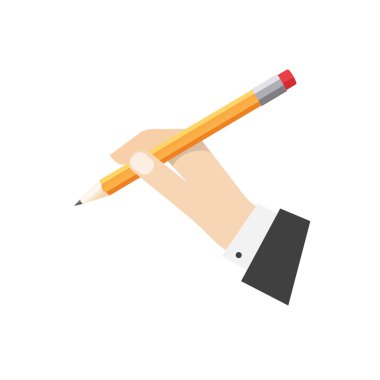 Hand holding pencil illustration clipart