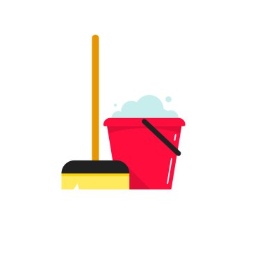 Temizlik malzemeleri illüstrasyon izole beyaz arka plan üzerinde vektör