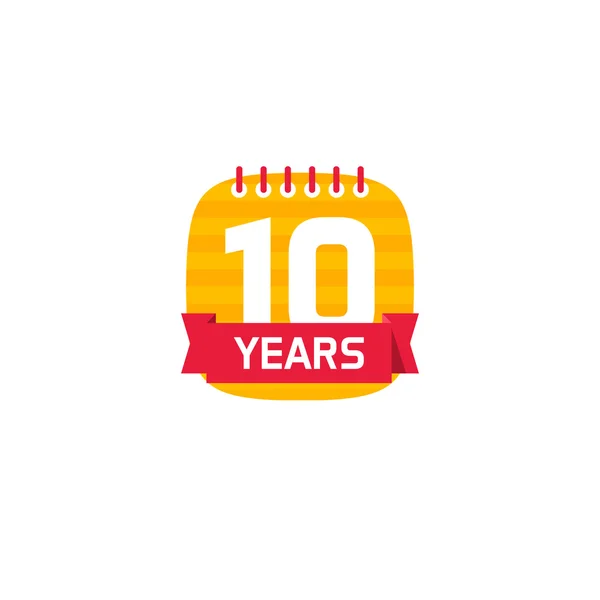Aniversário 10 logotipo do calendário, ícone de 10 anos —  Vetores de Stock