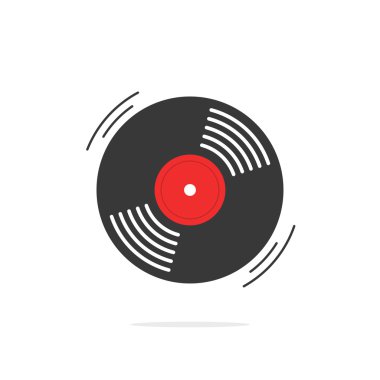 Vinil plak vektör simgesi, gramofon disk