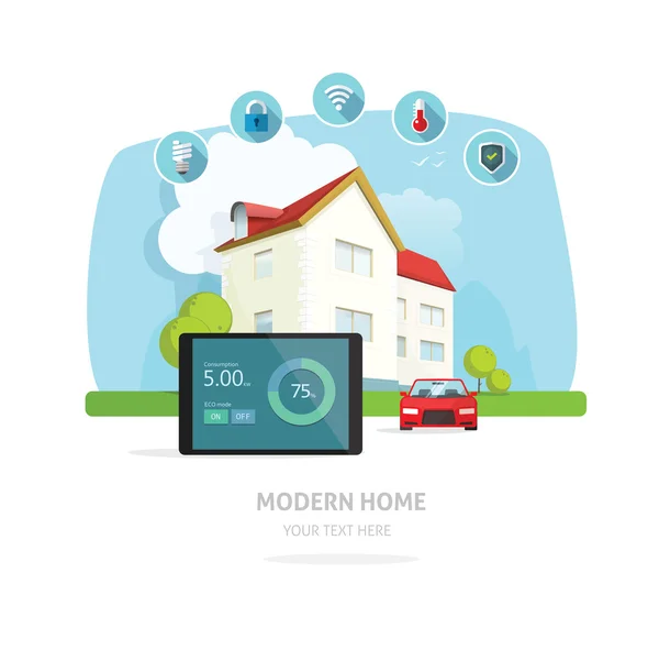 Smart home modern casa de viitor vector ilustrare — Vector de stoc