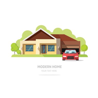 Ev cephe çağdaş modern. Amerikan ev geleneksel yazlık vektör