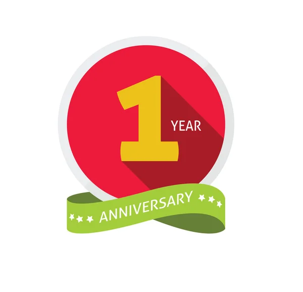 Anniversario 1st logo template con ombra sul cerchio numero uno — Vettoriale Stock