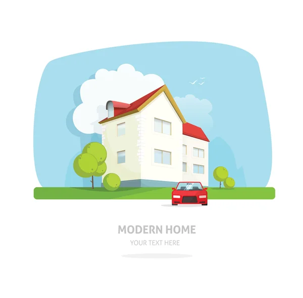 Modern home facade contemporary, house traditional cottage vector — Stock Vector