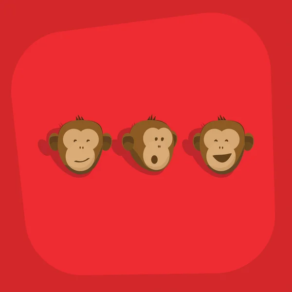 Małpy twarze uśmiech wektor emocje — Wektor stockowy
