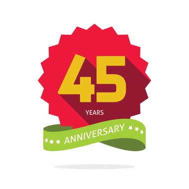 Yıl 45 yıldönümü vektör etiket logo rozet