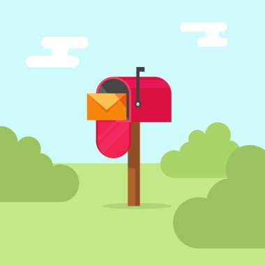 Mailbox vector illustration, post office box on nature clipart