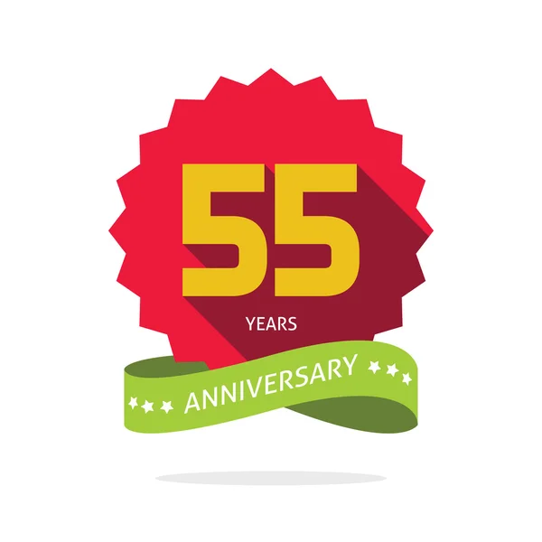 Años 55 aniversario vector etiqueta logo — Vector de stock