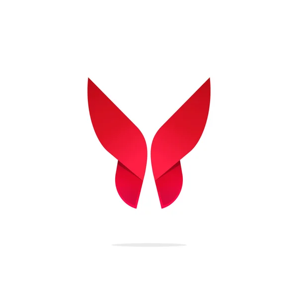 Kelebek renkli logo şablonu ile gölge izole kanat on