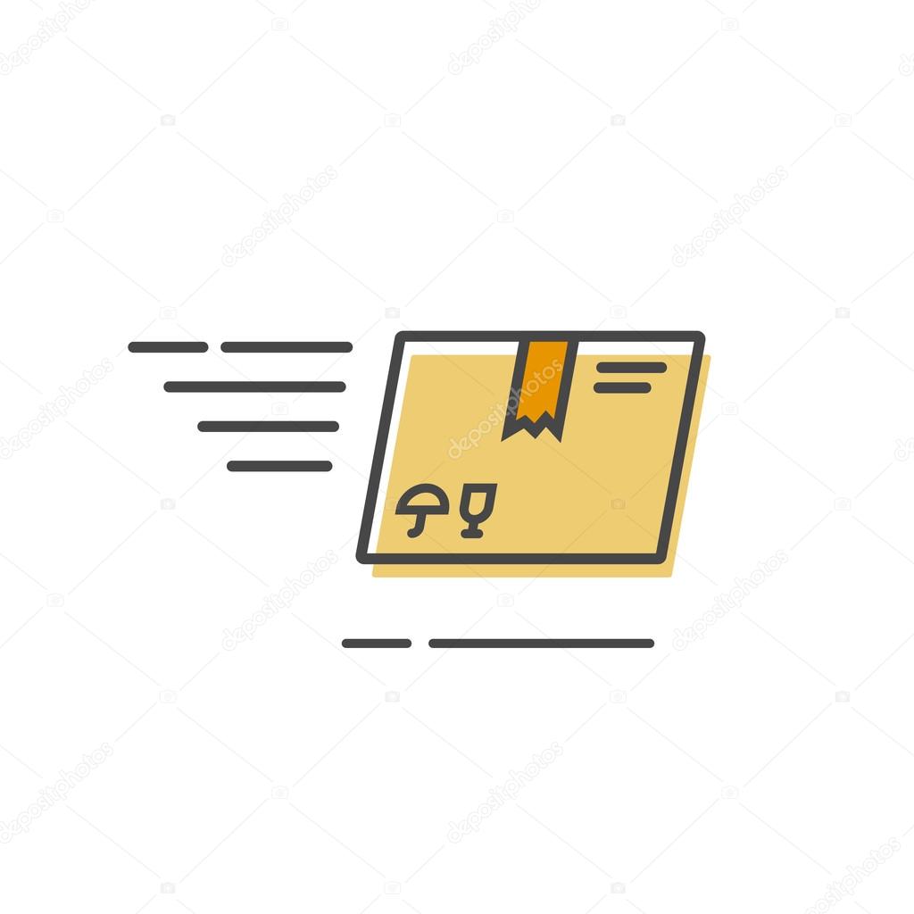 Fast delivery box vector icon isolated on white, flat parcel delivery logo, outline line style delivery service icon
