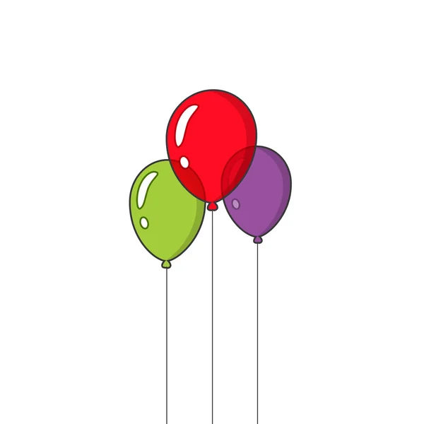 Festive balloons flying vector isolated on white background — Stock Vector