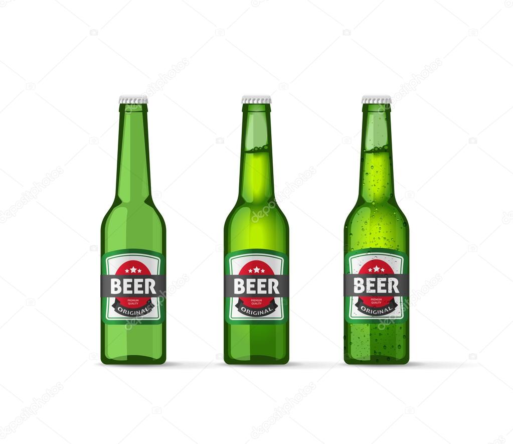 Beer bottles vector illustration isolated on white — Stock Vector