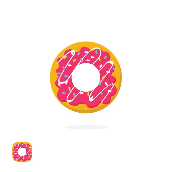 Glasierte vereiste Donut-Vektorsymbol isoliert auf weißem Hintergrund — Stockvektor