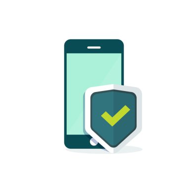 Cep telefonu güvenlik kalkanı koruma vektör illüstrasyon