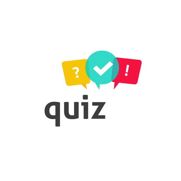Quiz logo poll vragenlijst vector pictogram met spraakballonnen — Stockvector