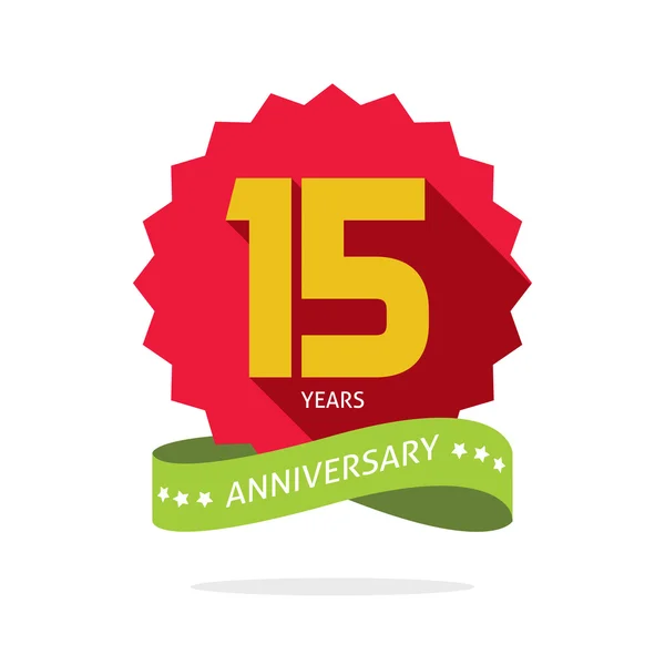 年 15 周年記念ベクトル ラベルのロゴのバッジ — ストックベクタ
