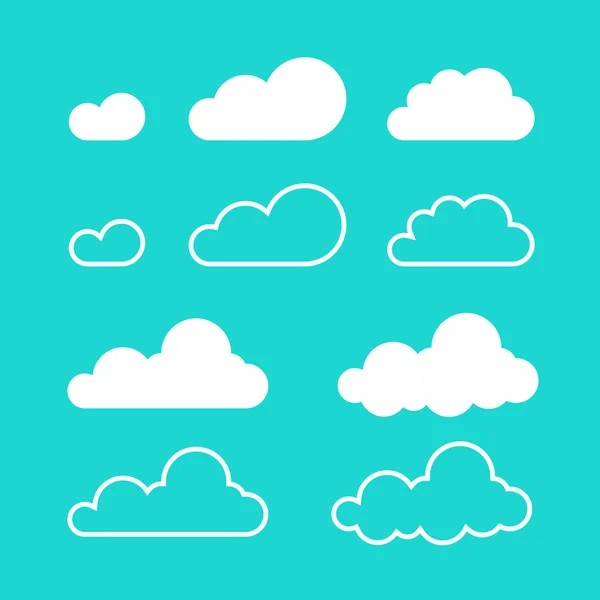 Wolken Vektor isoliert auf blauem Himmel Hintergrund — Stockvektor