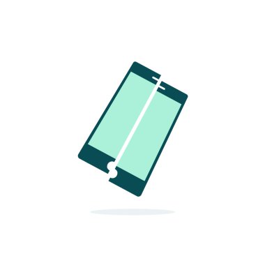 Kırık cep telefonu vektör simgesi, ezilmiş smartphone