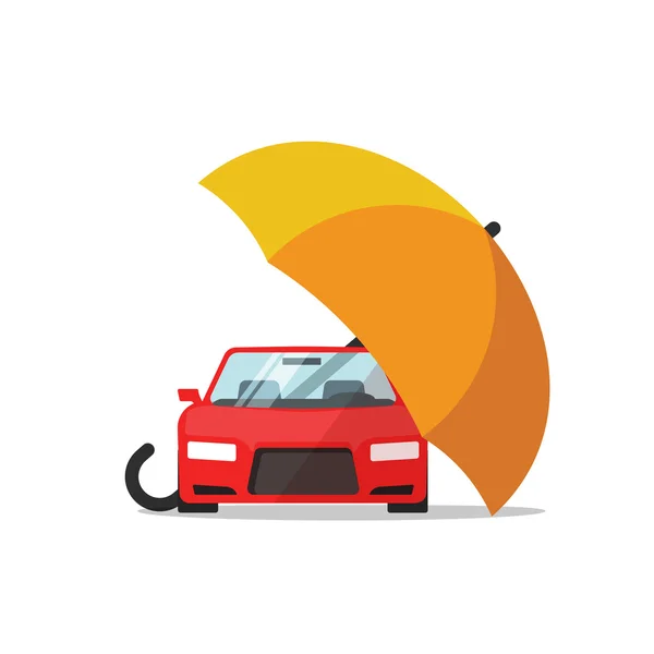 Векторная концепция страхования автомобиля, автоматическая защита, иллюстрация покрытия зонтиком автомобиля — стоковый вектор