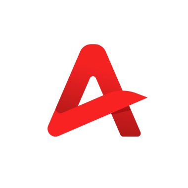 Bir logo vektör simge izole kırmızı geometrik degrade mektup