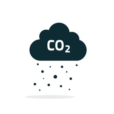 co2 emissions cloud vector icon, black carbon dioxide emits rain clipart