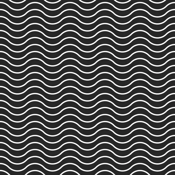 Ola vector de fondo patrón sin costuras, negro blanco monocromo líneas onduladas — Vector de stock