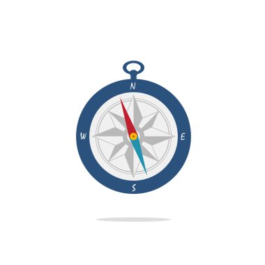 Beyaz arka plan üzerinde izole pusula vektör çizim