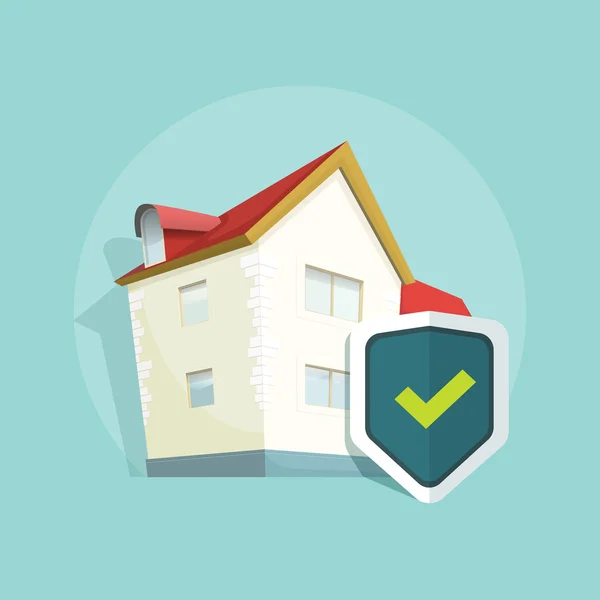 Home verzekering vector, de bescherming van de eigendom van het onroerend goed, huis beschermd concept — Stockvector
