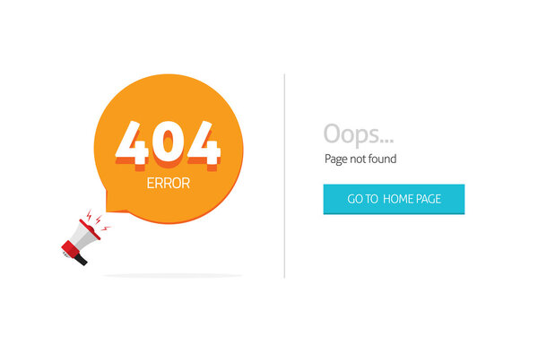 error 404 page vector template with oops not found text