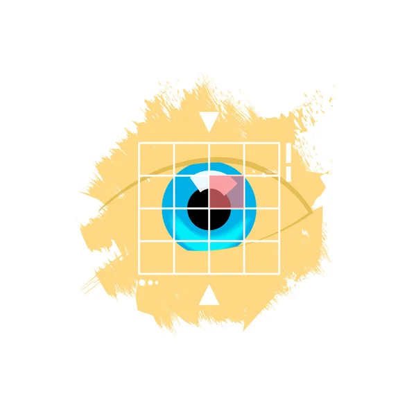 Eye retina scan vector emblem illustration, verification identity scanning concept — Stock Vector