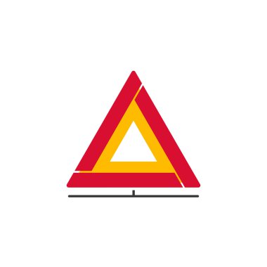 Araba acil işareti simgesi, güvenlik uyarı üçgeni izole katlama vektör