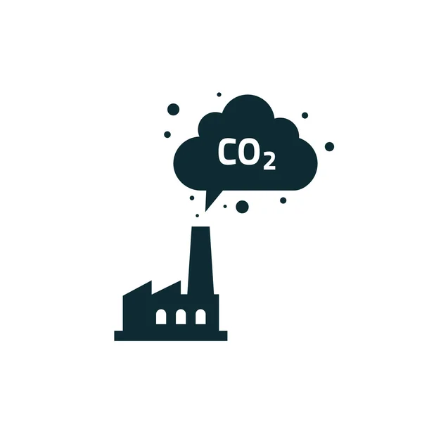 Fabriken växt silhouette skorstenen förorenande Co2 utsläpp cloud rök vektor — Stock vektor