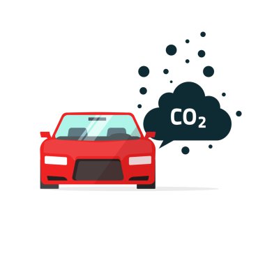 co2 emisyon vektör illüstrasyon, araba karbondioksit sembolü yayar