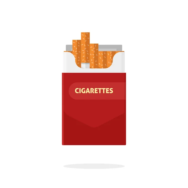 Ανοιχτό κουτί πακέτο τσιγάρων απομονωμένη επίπεδη διάνυσμα — Διανυσματικό Αρχείο